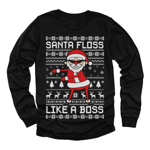 Tstars Floss Like a Boss Kids Funny Humor Holiday Shirts Christmas Gifts for Boy Youth Long Sleeve T-Shirt