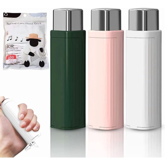 Floss Pick Dispenser, Automatic Dental Floss Case, Portable Pop-Up Flosser Holder Storage Box, Refillable Organizer Container for Travel, Home, Date, Teeth Cleaning Oral Hygiene Care Gadget MIX-3PCS