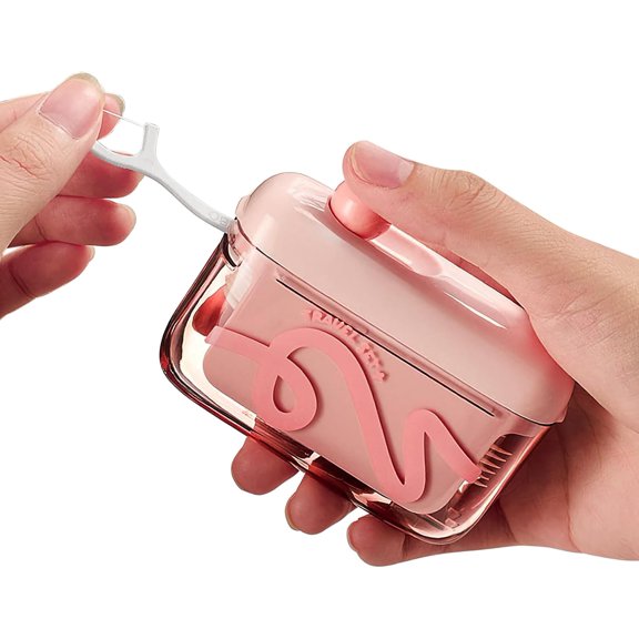 Floss Pick Dispenser,Automatic Floss Picks Organizer Refillable Floss Dispenser Without Floss Picks Pink