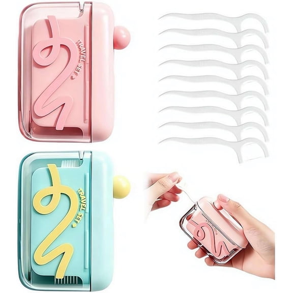 Floss Pick Dispenser with Storage Case, Automatic Popup, Portable