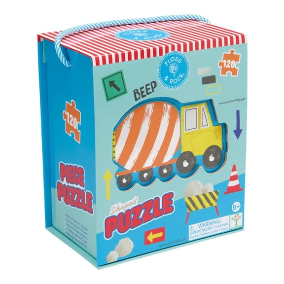 Floss & Rock Construction Shaped Puzzle, 120-Piece, 23 x 20-Inch, Multicolor