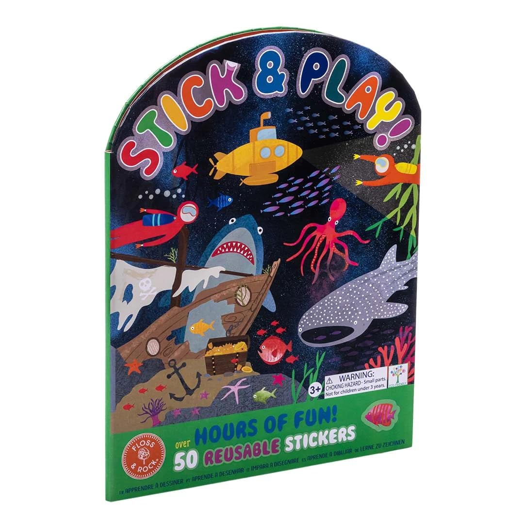 Floss & Rock Deep Sea Malblock Für Kinder – 8 Bilder, 8 Farbpaletten & Pinsel, Wasserbasierendes Malset