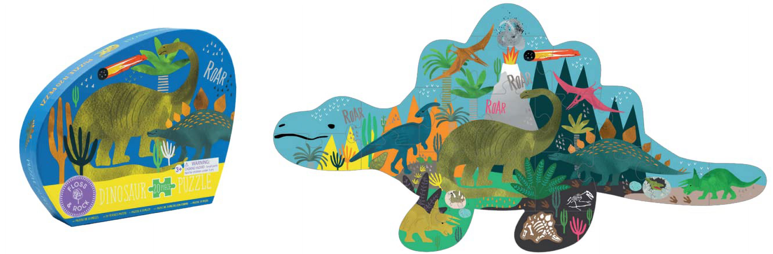 Floss & Rock Dino Dinosaurier Puzzle, 20 Teile, 41,9 Cm, Mit Geformter Aufbewahrungsbox