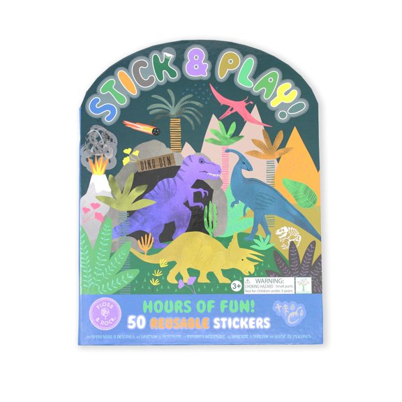 Floss & Rock Dino Stick and Play Kids Activity Book with 50 Reusable Stickers