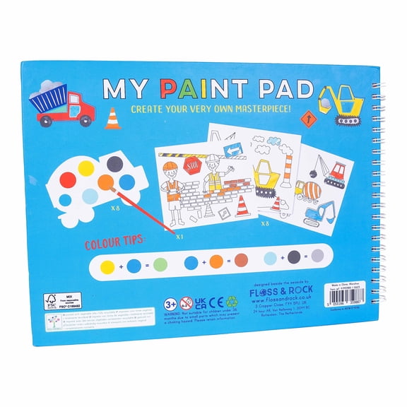 Floss & Rock My Painting Pad Set - Construction with 8 Pictures, 8 Paint Pallets and A Brush