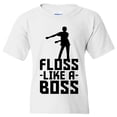 thumbnail image 1 of Floss like A Boss - Flossin Emote Youth T Shirt - Medium - White w/Black Print, 1 of 7