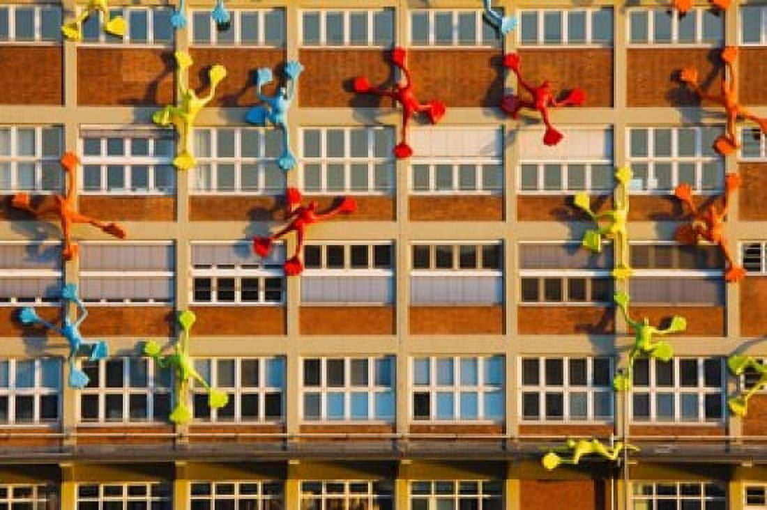 Flossies figures covering a building Medienhafen Dusseldorf North Rhine Westphalia Germany Canvas Art - Panoramic Images (36 x 24)