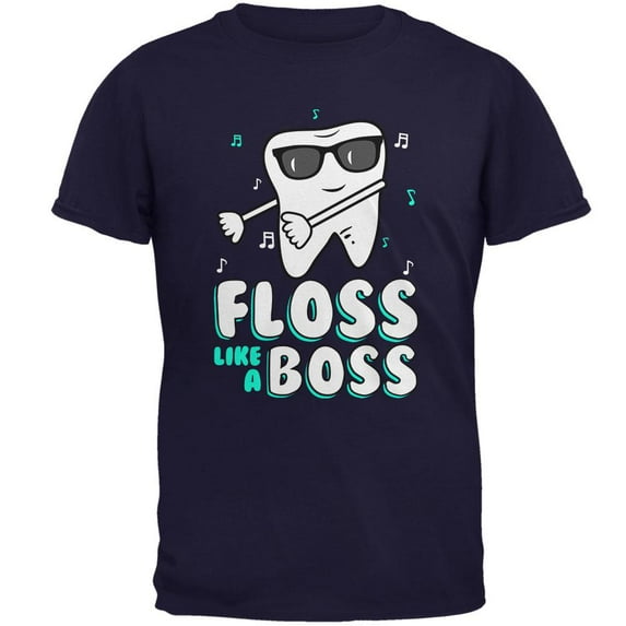 Flossing Tooth Dance Dentist Mens T Shirt Navy MD