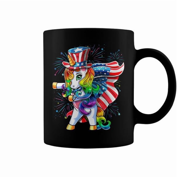 Flossing Unicorn 4Th Of July American Flag Uncle Sam Girls Coffee Mugs