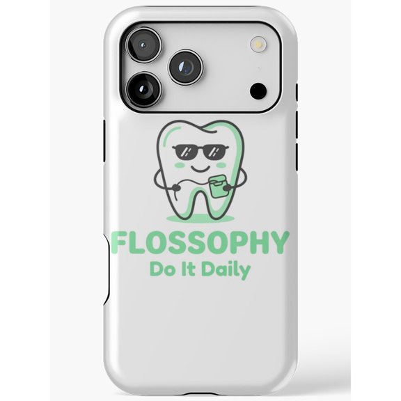Flossophy Smiling Tooth with Sunglasses Mint Green Tough iPhone Case, Polycarbonate and TPU