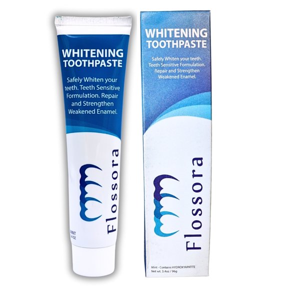 Flossora Whitening Toothpaste | Hydroxyapatite Teeth Sensitive, Enamel Strengthening, Mint Flavor