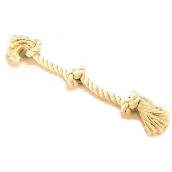 Flossy Chews 3 Knot Tug Toy Rope for Dogs - White [Dog, Toys Rope] Large (25" Long)