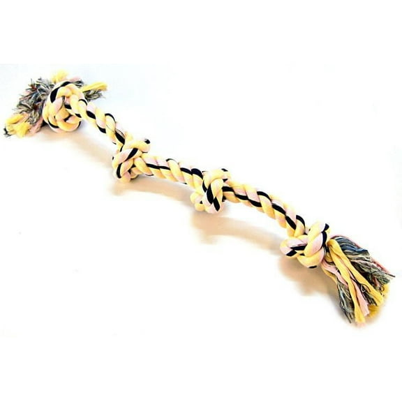 Flossy Chews Colored 4 Knot Tug Rope [Dog, Toys Rope] X-Large (27" Long)