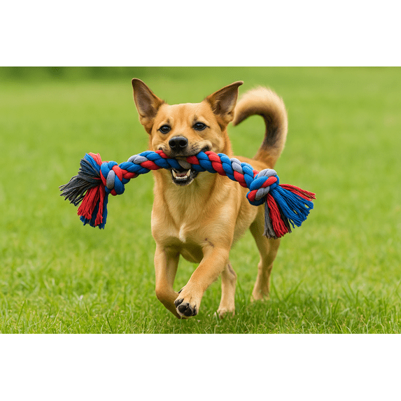 Mammoth Cloth Rope Bone Dog Toy, Medium 12” – Dental Floss, Chew & Play Toy for All Dogs, Assorted Colors