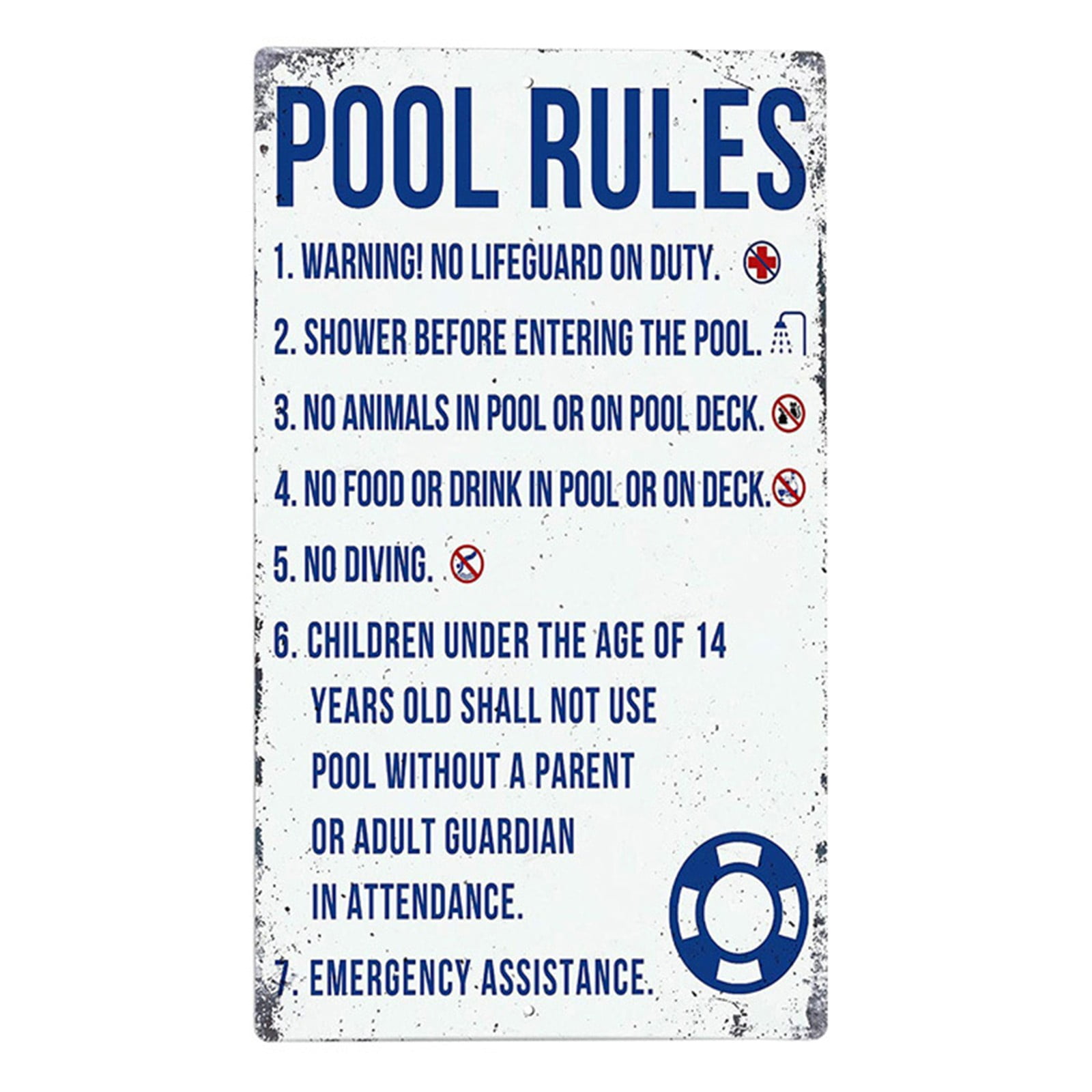 Flotation Device for Adults Pool Rules Sign, Indoor/Outdoor Swimming