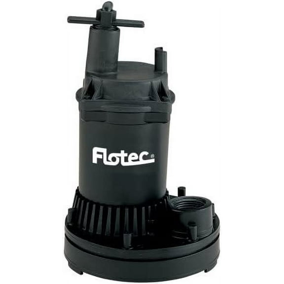 Flotec FP0S1250X-02 Fp0S1250X-08 General Purpose Water Removal Utility Pump, 1200 Max GPH, 1/6 Hp, 115 Vac, 60 Hz, 8 Ft