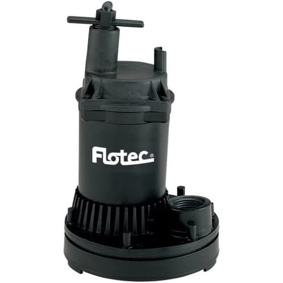 Flotec FP0S1250X-02 Fp0S1250X-08 General Purpose Water Removal Utility Pump, 1200 Max GPH, 1/6 Hp, 115 Vac, 60 Hz, 8 Ft