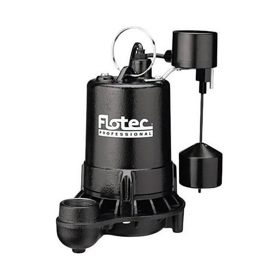 Flotec Professional Series E75VLT Sump Pump, 1-Phase, 7 A, 115 V, 0.75 hp, 1-1/2 in Outlet, 25 ft Max Head, 1800 gph