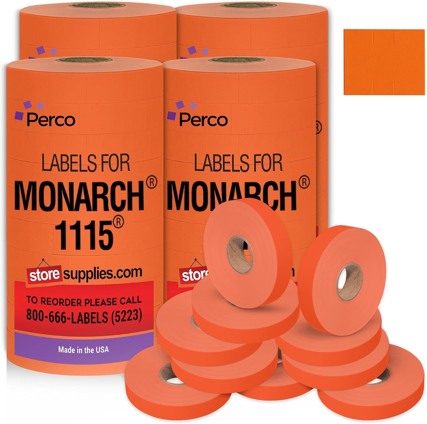 Pricing Labels for Monarch 1115 Fluorescent Red - 60,000 labels w/ 40 Rolls Value Pack, 4 Sleeves - Made in USA