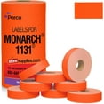 thumbnail image 1 of Perco Fluorescent Red Pricing Labels for Monarch 1131 Price Gun - 1 Sleeve, 8 Rolls, 20,000 Price Marking Labels - with Ink Roll Included, 1 of 7