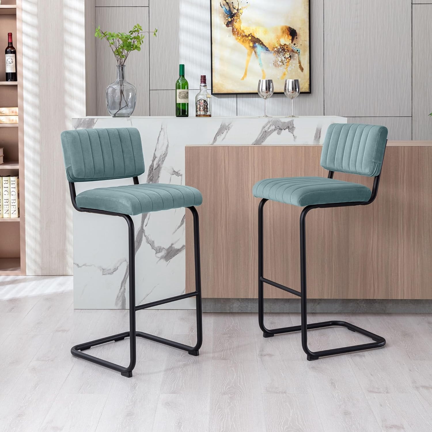 Flouki 30 Inch Bar Stools Set of 2, Cantilever Counter Height Barstools ...