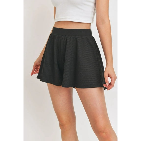 Flounce Shorts Micro Waffle Black