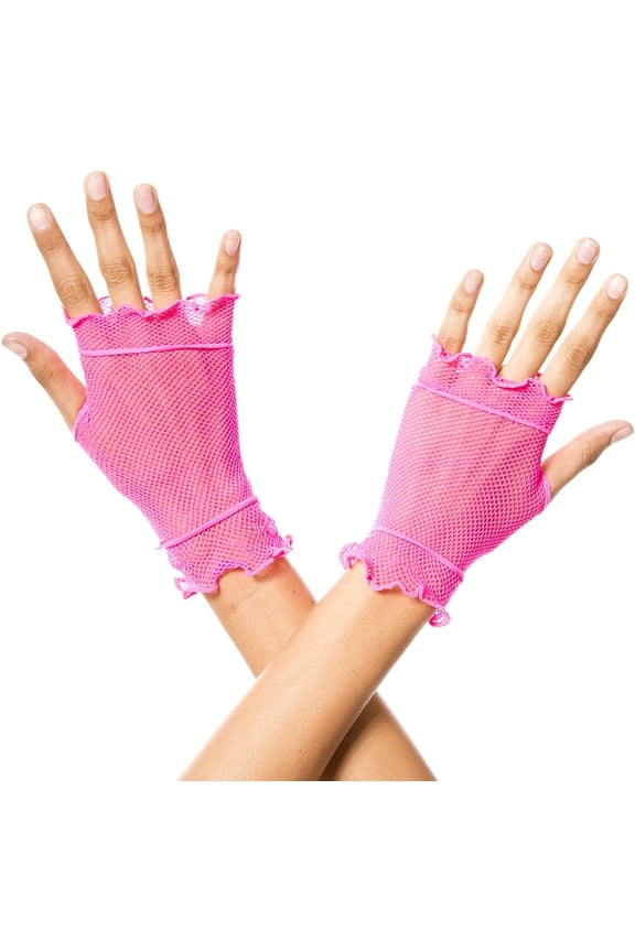Flounce fishnet gloves 438-NPINK