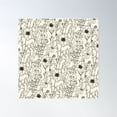 thumbnail image 1 of Flouncy Floral, Inky Black Line Drawing On Ivory Poster Wall Art, Modern Wall Decor For Living Room Bedroom, 30x30 UNFRAMED, 1 of 3