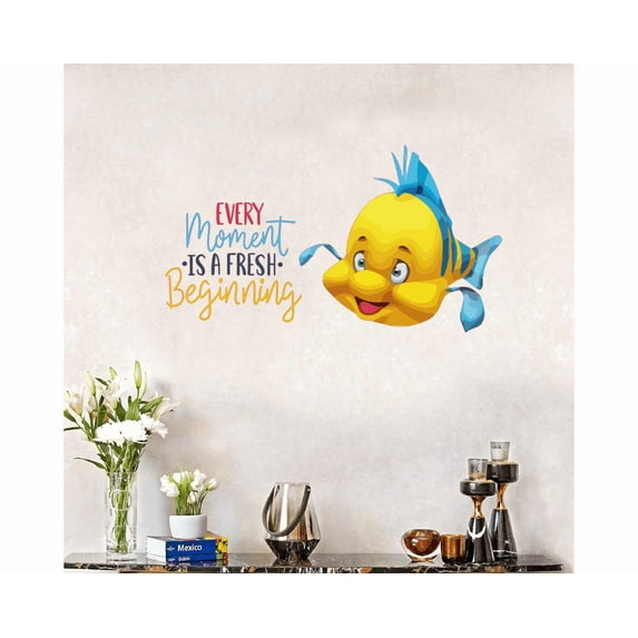 Flounder Ariel Every Moment Cartoon Decors Wall Sticker Art Design Decal for Girls Boys Kids Room Bedroom Nursery Kindergarten House Fun Home Decor Stickers Wall Art Vinyl Decoration (18x20 inch)