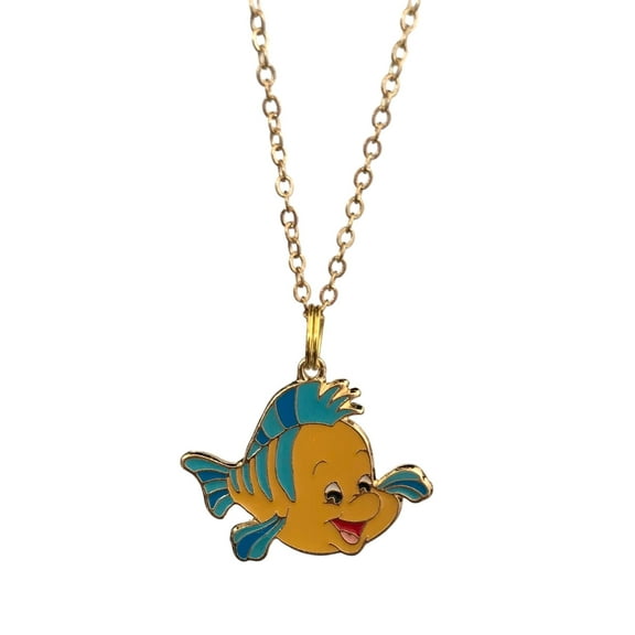 Flounder Cartoon Fish Pendant Necklace