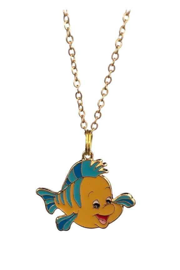 Flounder Cartoon Fish Pendant Necklace