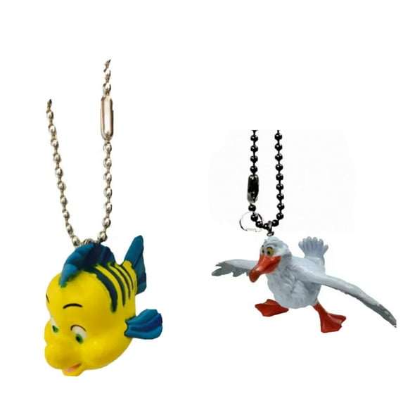 Flounder Fish & Scuttle PVC Keychain Dangler Ornament Charm Little Mermaid Ariel