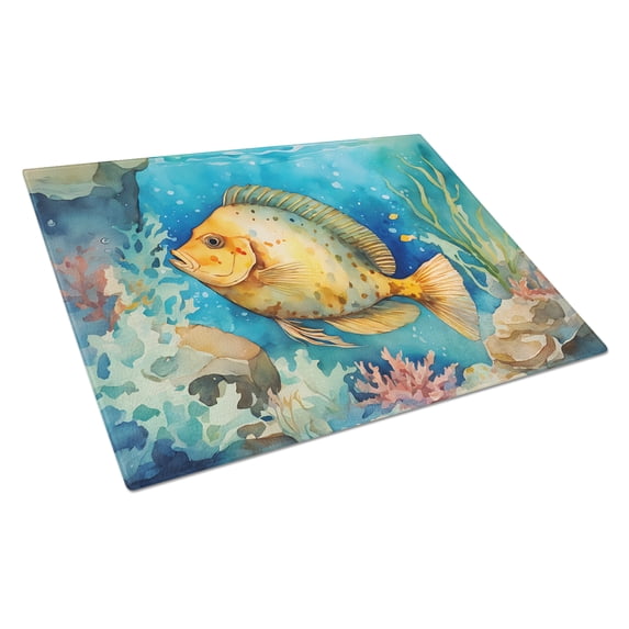 Flounder Glass Cutting Board Large 12 in x 15 in