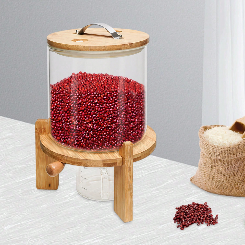 Flask Container Rice Flour And Cereal Container 5L Rice Dispenser Creative Glass Food Storge ...