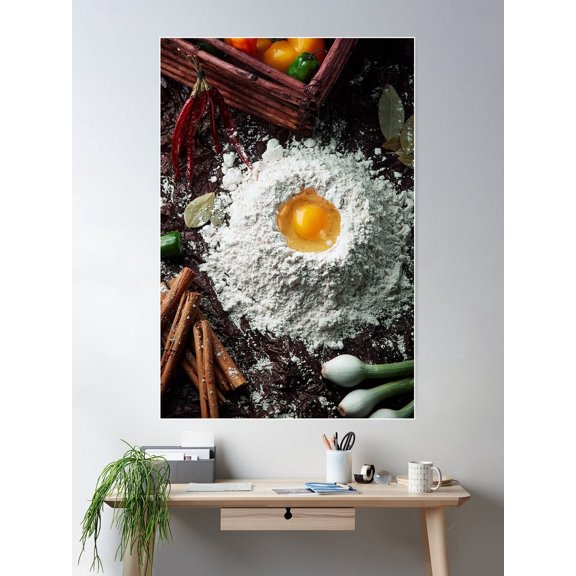 Flour And Eggs Canvas Print Poster Wall Art, Modern Wall Decor For Living Room Bedroom, 12x18 UNFRAMED
