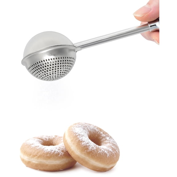 Flour Duster for Baking, Stainless Steel flour sifter with One-Handed Spring Handle, Fine Mesh Baking Dusting Wand for Powdered Sugar, Cocoa, Spices, Even Sprinkle