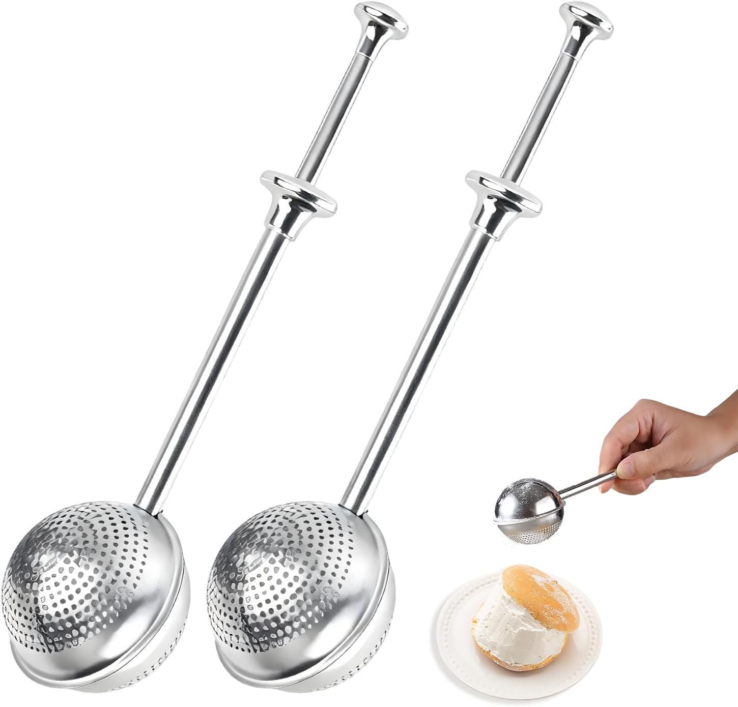 Sifter Dust Flour Duster powder sugar shaker duster Stainless Steel Sugar Pick Up ...