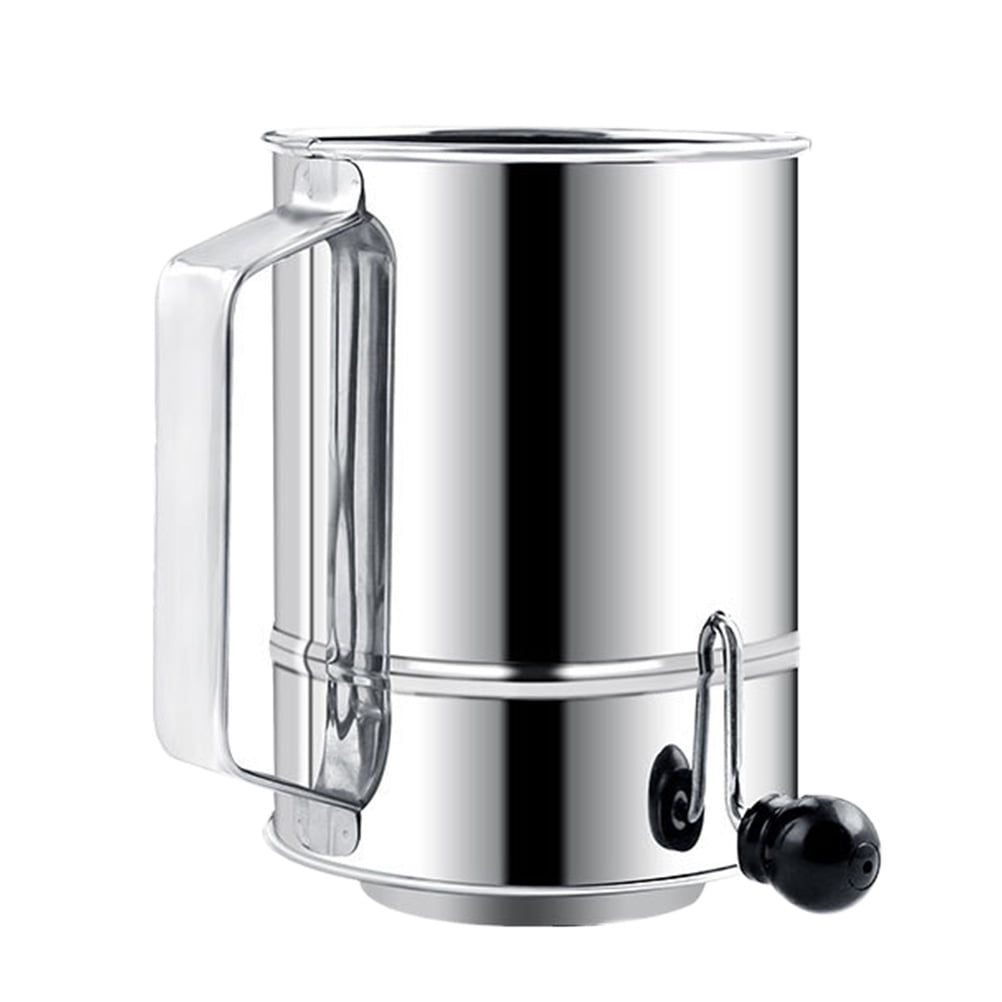 Flour Filter Hand Crank Sifter Food Strainers Stainless Steel Sieve