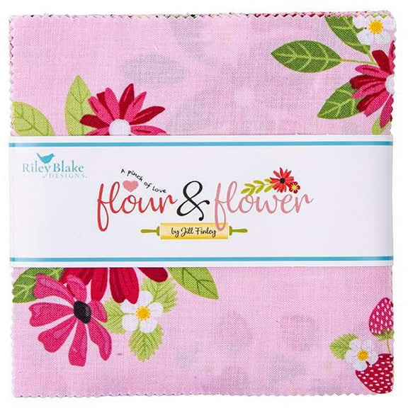 Flour & Flower Riley Blake Stacker by Jill Finley; 42 - 5" Precut Fabric Quilt Squares