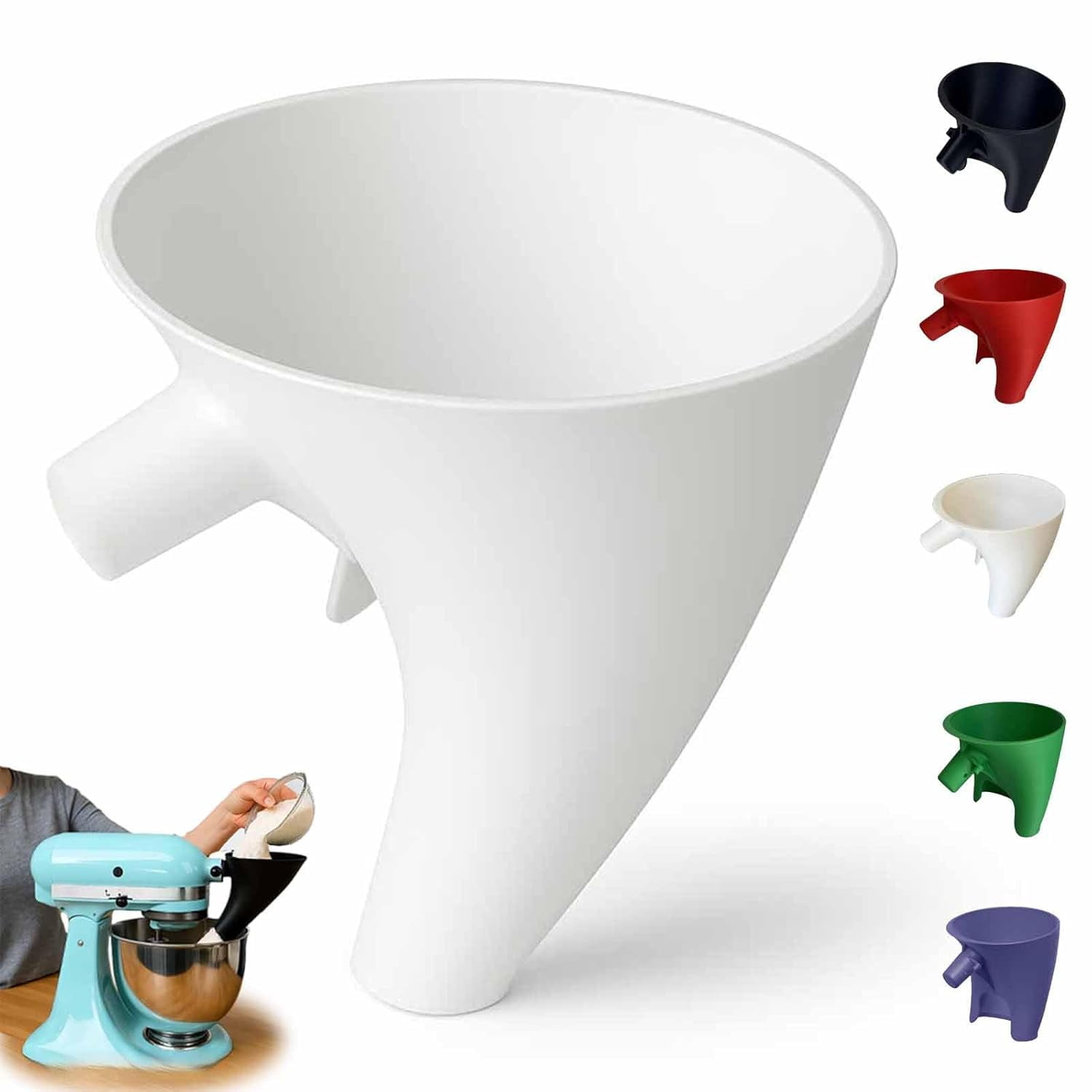 Flour Funnel For Kitchen Mixer,Flour Funnel- Stand Mixer Attachment Kitchen Attachments Mixers Accessories Easy Pour No Mess Prevents Spills Accessory Fit