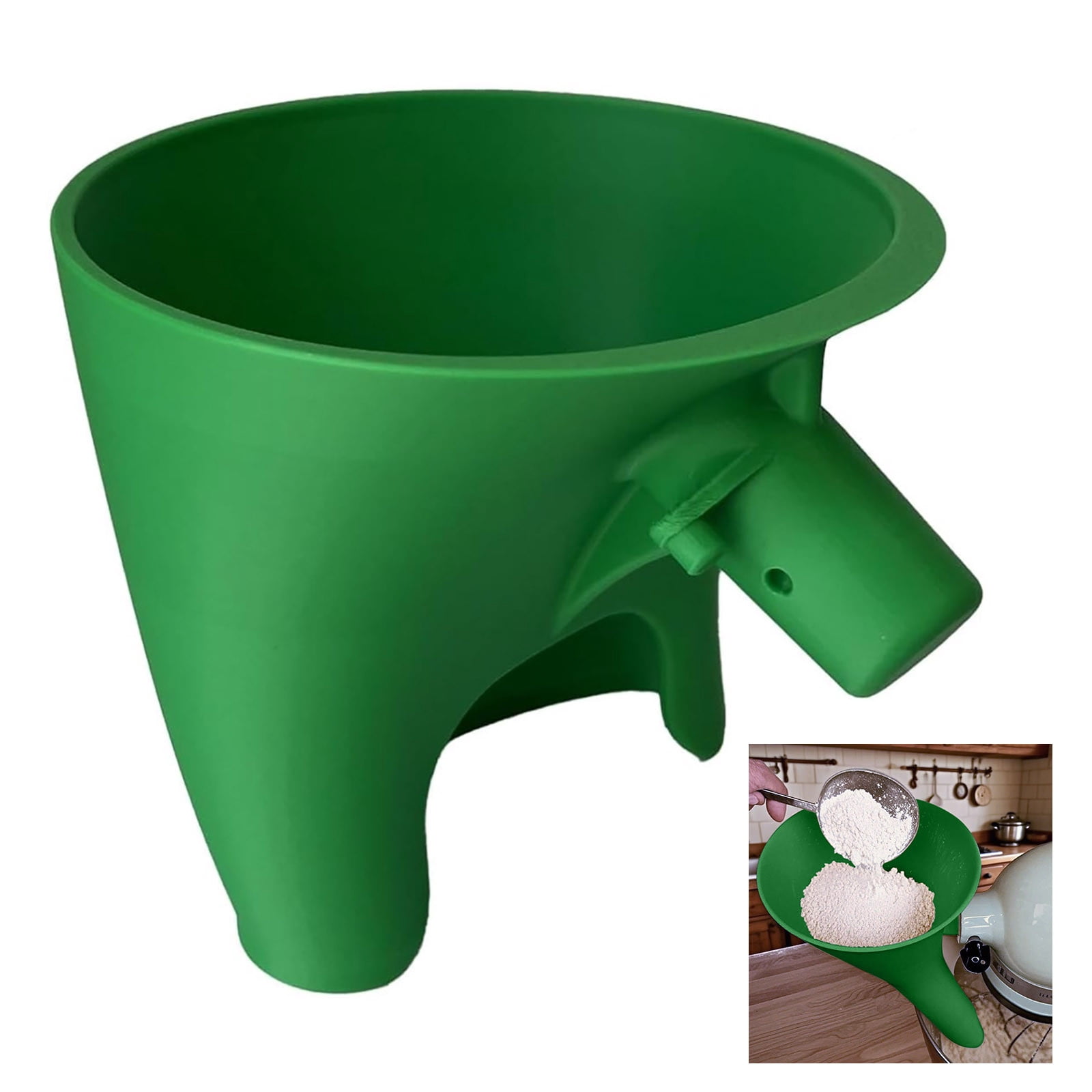 Imbuto Per Farina Per Kitchen Aid Mixer – Accessorio In Plastica Per Artisan Ksm150 E Modelli A Testa Inclinata 5 Quart, Colore Verde, Versamento Preciso