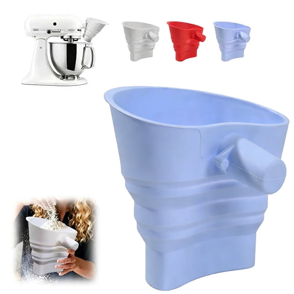 Flour Funnel, for KitchenAid Stand Mixer, Leak-Proof Large Capacity, Collapsible Design, Easy to Operate, Silicone Food-Grade, Dishwasher Safe (White)