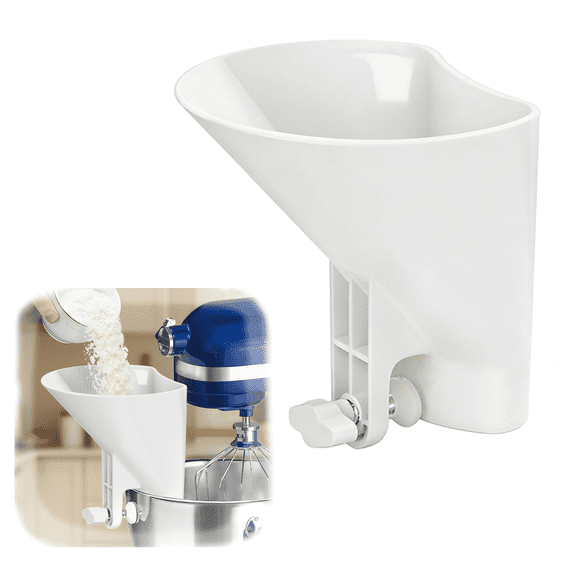 Flour Funnel for KitchenAid Stand Mixers, Wide Mouth Pouring Chute Attachment, Fits Glass, Ceramic, Stainless Steel Bowls, Mother's Day Baking Gift for Moms, Grandmas, Wives, Durable Dishwasher Safe