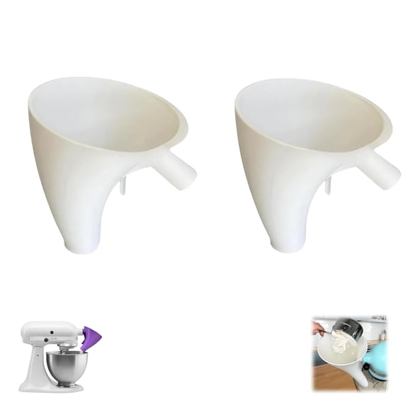 Flour Funnel for Kitchen Stand Mixer, Fits 5-Quart Tilt-Head, Plastic Pouring Chute for Mess-Free Baking, Dishwasher Safe