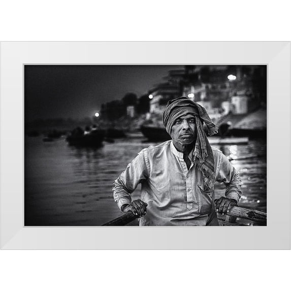 Flour, Piet 14x11 White Modern Wood Framed Museum Art Print Titled - Nights On The Ganges