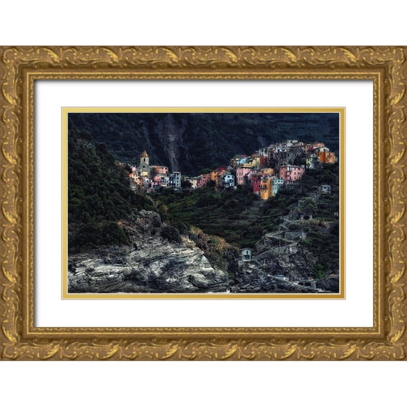 Flour, Piet 24x17 Gold Ornate Wood Framed with Double Matting Museum Art Print Titled - Village -On The Rocks-