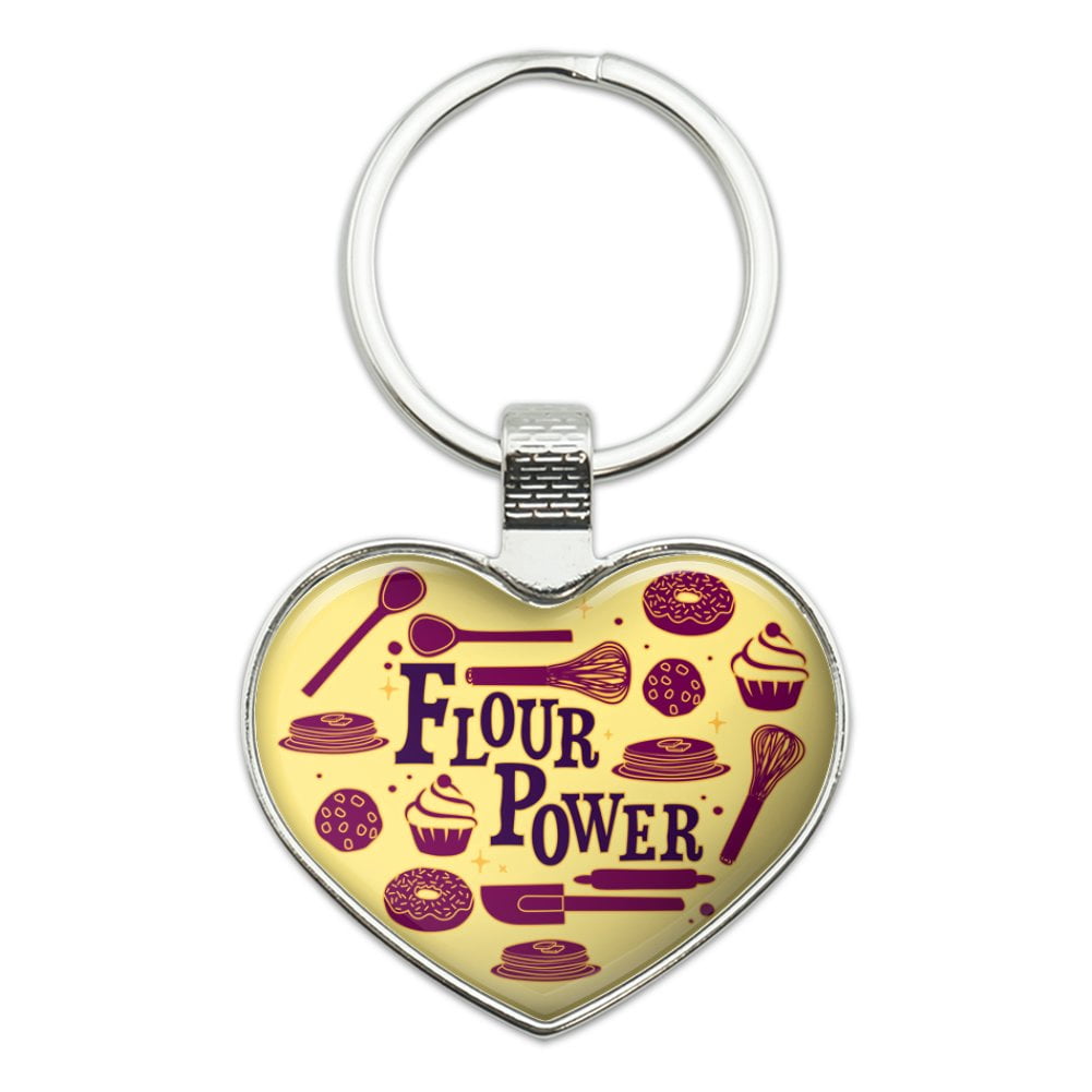 Flour Power Baking Baker Chef Cookie Cake Donut Funny Keychain Heart ...