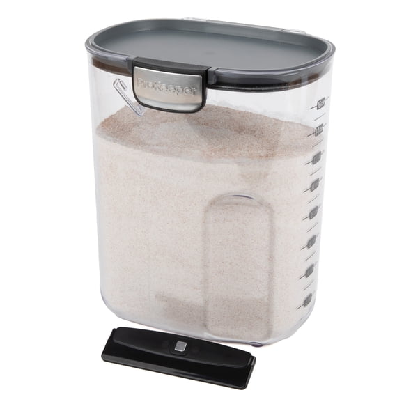 Flour ProKeeper+ Airtight Flour Storage Container with Magnetic Leveler and Stainless-Steel Latch, 5 lb Capacity, Ideal Use for Pantry Organization and Food Storage