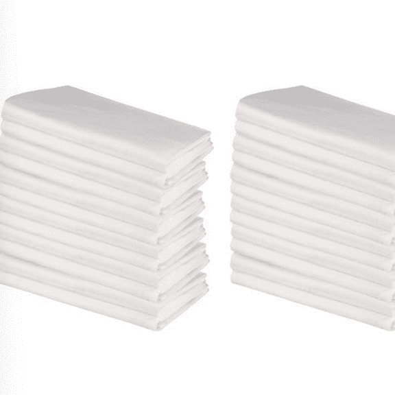 100 Cotton Flour Sack Towels 24 Pack 27x27 Inches White Lint-Free Pre-Washed Hemmed Edges Reusable Kitchen Towels for Cleaning Embroidery Printing Crafts - White