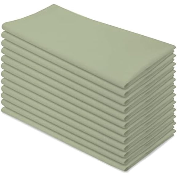 Flour Sack Dish Towels - Natural Cotton for Embroidery and Drying Glass, Hand, Dinnerware - Plain, Thick, Zero-Lint, Highly Absorbent - Set of 12, 27 x 27 Inch, Sage Green